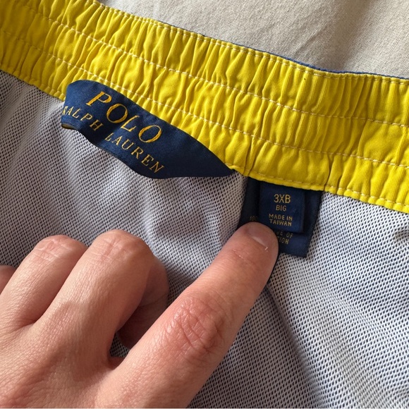 Polo Ralph Lauren Swim Trunks Men’s 3XB Blue Yellow Logo Drawstring Board Shorts - Picture 7 of 8